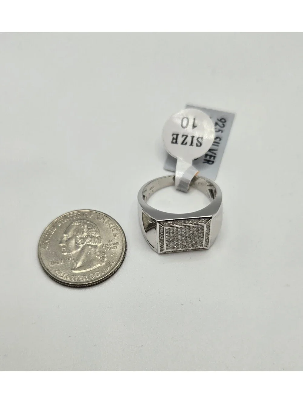 NEW Solid 925 Sterling Lab Diamond .50ctw, Mens Ring Size 10